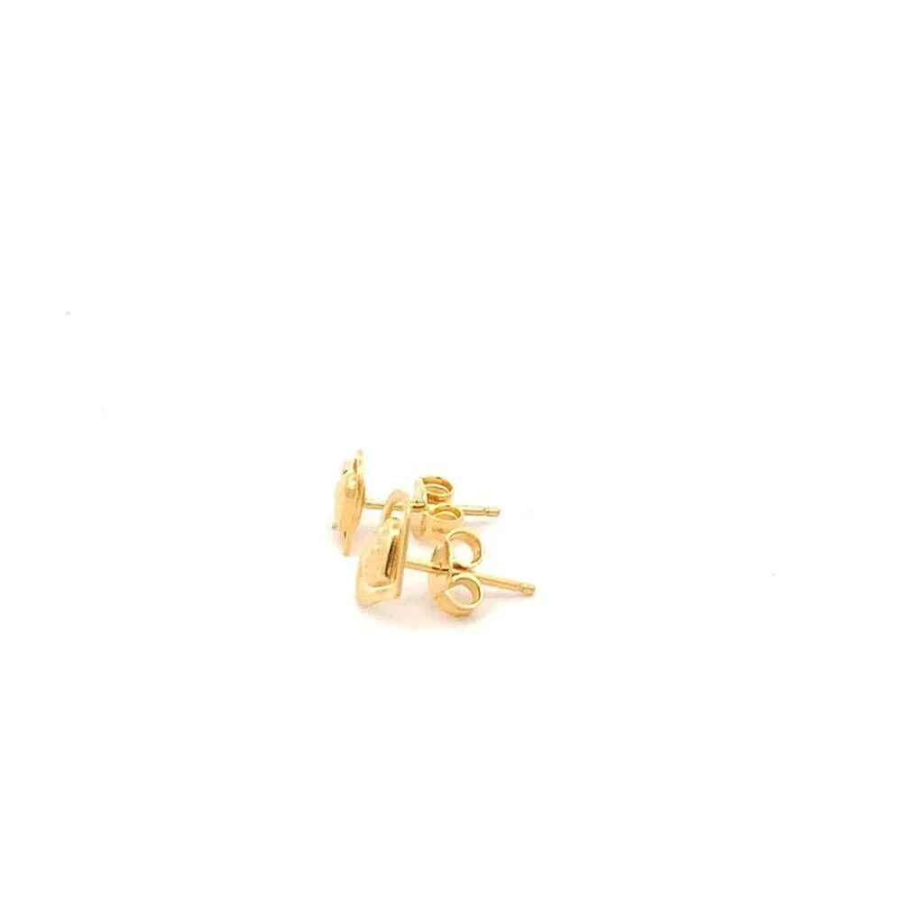 18K Yellow Gold Earrings Heart Stud 1.13grams - Picture 6 of 12